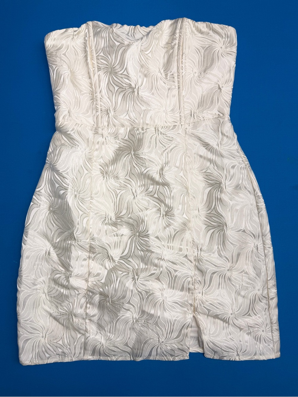Lulu's White Strapless Textured Floral Mini Dress
